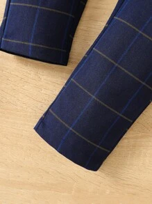 SHEIN 青年男孩紳士兩件式商務格子西裝-上衣+褲子,優雅正式家居穿著,適用於生日派對、晚間秀、婚禮、洗禮和宴會