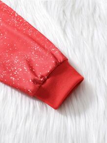 SHEIN Tween Girl Christmas Print Drop Shoulder Sweatshirt - Red - View 3