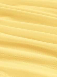 SHEIN MOD Solid Ruched Crop Wide Straps Slim Fit Top