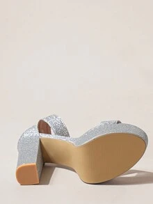 女士高跟涼鞋 - 銀色 - 查看 3