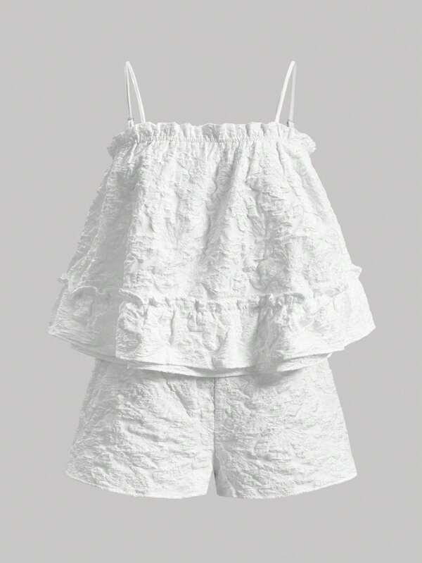 Aveloria Rosie Frill Trim Cami Top & Shorts Christmas Holiday Party Clothes 