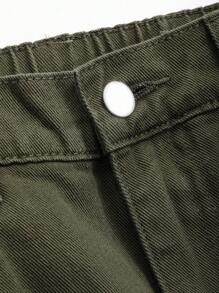 DAZY Solid Wide Leg Jeans,Baggy Jeans - Army Green - View 5