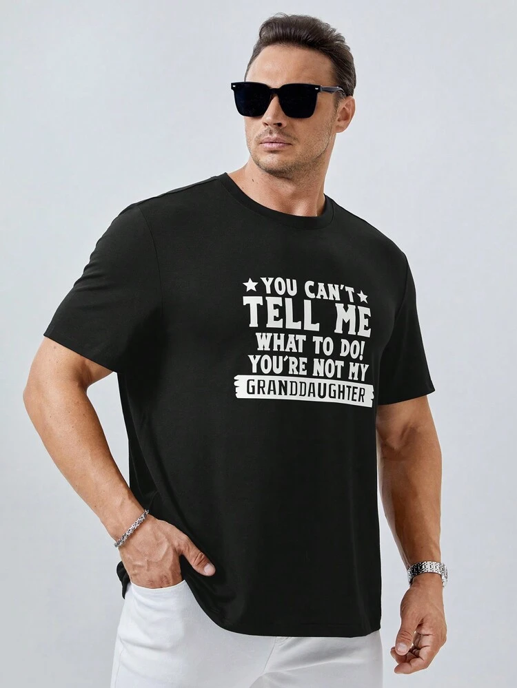 Men Plus Slogan Graphic Tee