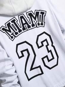 Manfinity Campus Court Men Plus Letter Graphic Denim Jacket Without Hoodie - White - View 8