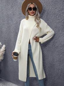 Calvaya Turtleneck Drop Shoulder Wrap Hem Sweater