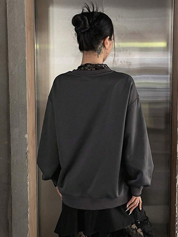 Halloween Print Drop Shoulder Sweatshirt,Fall Clothes