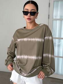 DAZY Tie Dye Drop Shoulder Sweatshirt - Green - View 3