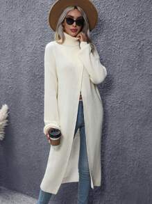 Calvaya Turtleneck Drop Shoulder Wrap Hem Sweater