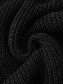 SHEIN LUNE Áo khoác cardigan họa tiết sọc cỡ lớn thả vai - màu đen - Xem 4