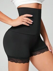 Easithlete Hook And Eye Lace Trim Sports ShortsWomen Sweat Short, Gym Short, Biker Short - Black - View 4