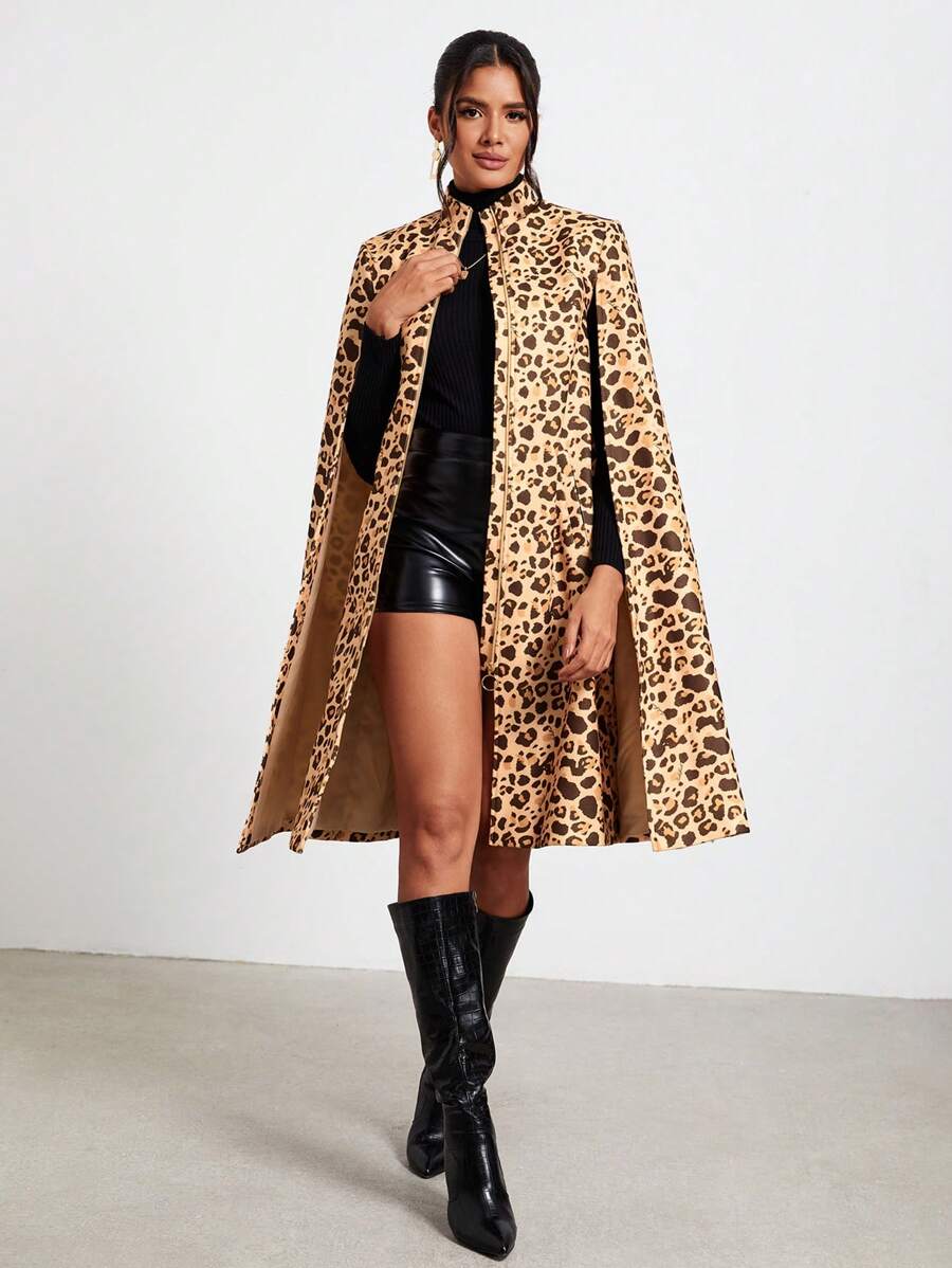 Claude Russell Abrigo capa con estampado de leopardo de manga capa con parte delantera abierta - Multicolor - Ver 1