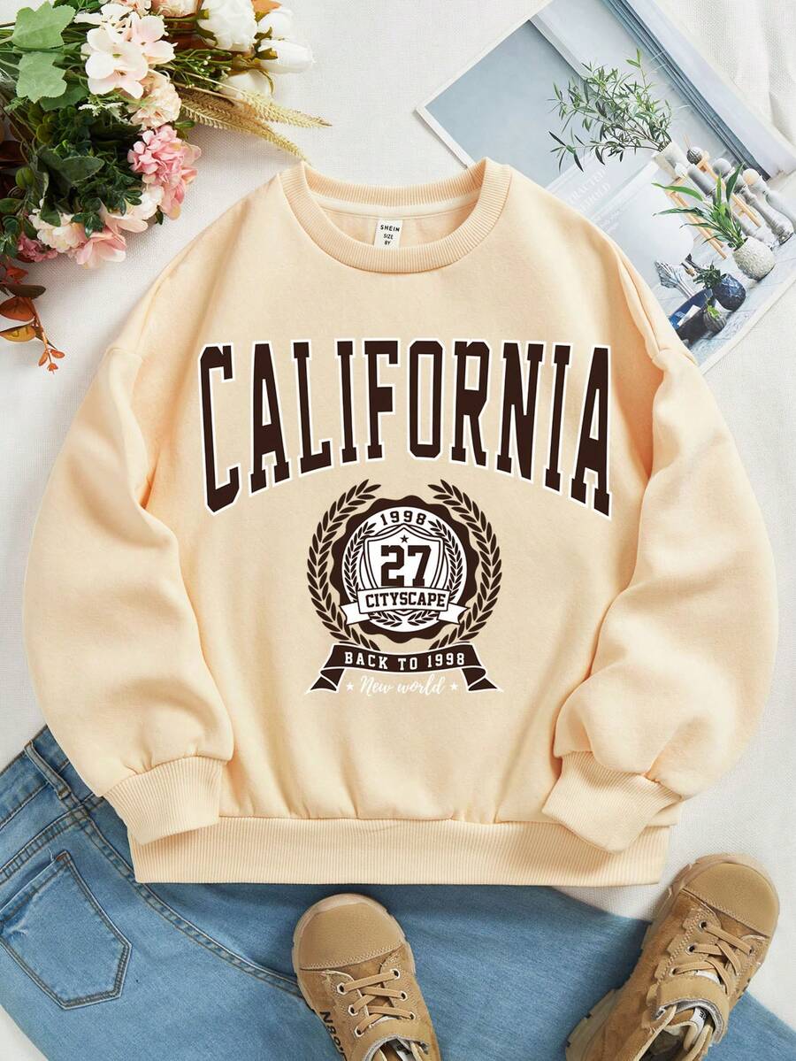 Áo Len Con gái Lá thư Giải trí - Màu be - Xem 1