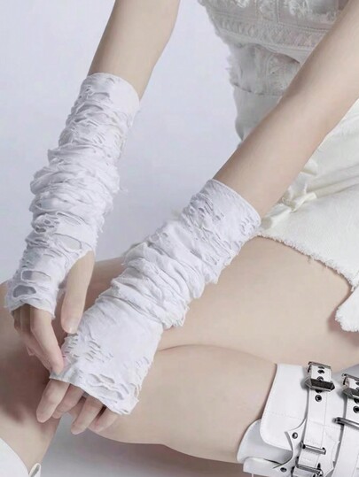 Kawaii Mujer 1 par Mangas de brazo unicolor desgarro