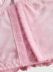 ROMWE Goth 女士十字金属装饰粉色花卉刺绣吊带背心 - 粉色 - 查看 4