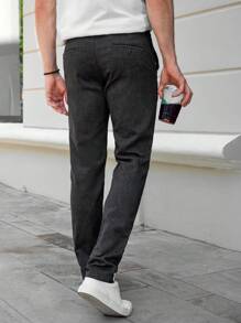 RueChic Men Solid Slant Pocket Suit Pants - Brown - View 2