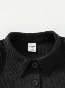 嬰兒女孩黑色時尚休閒連身褲，秋季 - 黑色 - 查看 6