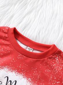 SHEIN Tween Girl Christmas Print Drop Shoulder Sweatshirt - Red - View 4