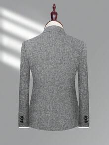 Manfinity Mode Men 1pc Lapel Collar Single Breasted Blazer - Grey - View 2
