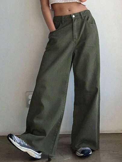 DAZY Solid Wide Leg Jeans,Baggy Jeans
