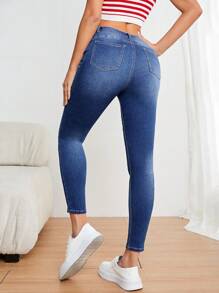 SHEIN LUNE Quần jean rách - Rửa trung bình - Xem 3