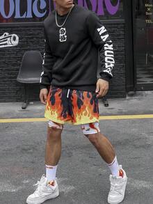 Manfinity EMRG Nam Đồ họa Chữ cái Lót nhiệt Áo nỉ - màu đen - Xem 5