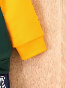 男嬰字母圖案撞色連帽衫和運動褲 - 彩色 - 查看 6