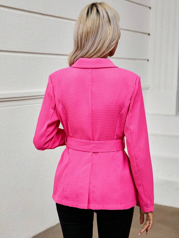 Lapel Neck Double Breasted Belted Blazer Fall Cloth For Women
