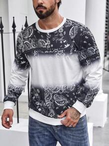 Manfinity Homme Men Plus Paisley Print Sweatshirt - Black - View 3