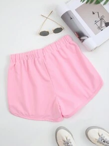INAWLY Quần đùi nữ Dây kéo Lá thư Giải trí - Màu Hồng baby - Xem 2