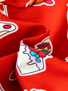 Young Boy Food Print Thermal Lined Hooded Jacket