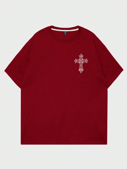 Goth Camiseta con estampado de alas para hombres, escuela