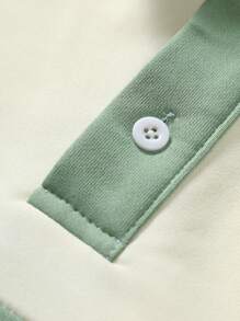 Manfinity Campus Court 男士休闲宽松运动衫，字母图案撞色领，波士顿四分之一纽扣，外出学院风长袖拼色学院风运动衫，适合送给朋友、丈夫、男朋友的礼物，适合秋季 - 彩色 - 查看 5