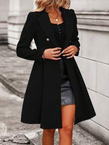 Chiquease 雙排釦褶皺下擺花呢外套