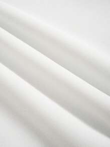 SHEIN EZwear 休閒抽繩 口袋標語女士衛衣 - 白色 - 查看 4