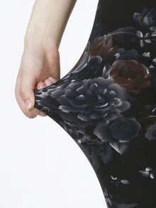 Floral Print Leggings - Black - View 5