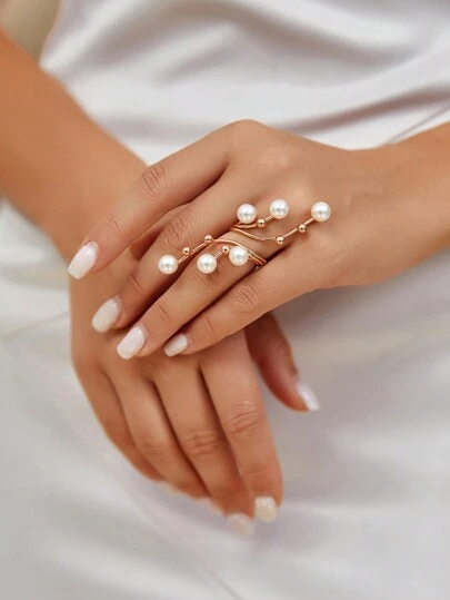 SHEIN Belle Anillo de perlas falsas