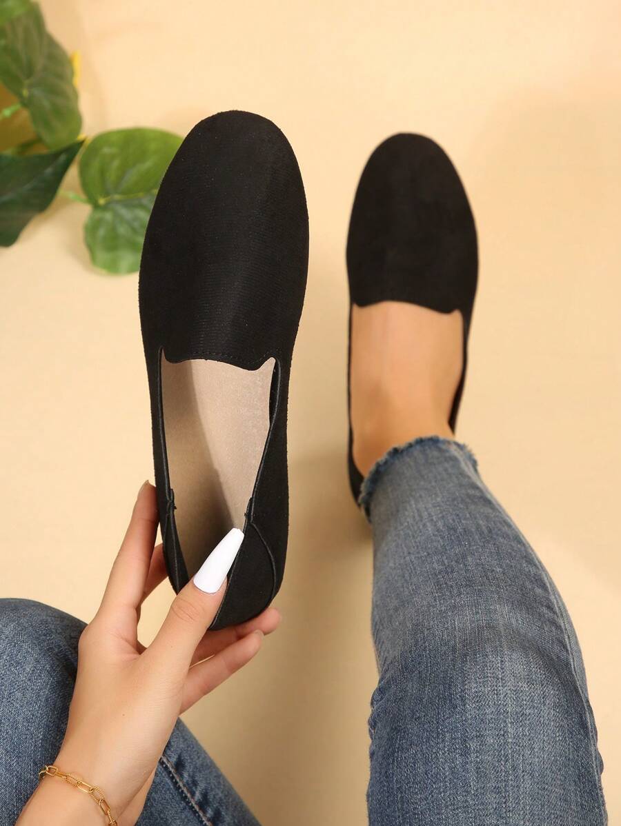 舒服的和輕便女士們平底鞋 - 黑色 - 查看 1
