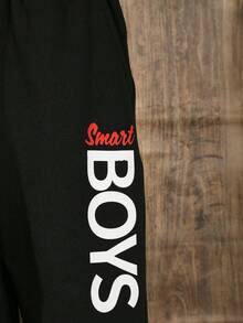 男大童字母圖案衛衣和衛褲無毛衣 - 黑色 - 查看 3