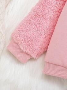 SHEIN 女嬰獨角獸印花 3D 耳朵設計毛絨袖運動衫 - 粉色 - 查看 3