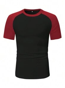 Manfinity Homme Men Colorblock Raglan Sleeve Tee - Black - View 3