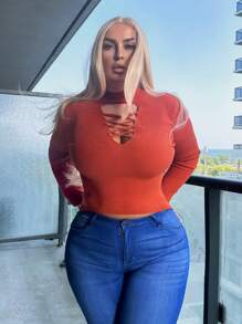 SHEIN SXY Taglie Forti Maglione ritagliato davanti