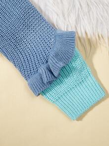 Young Girl Two Tone Ruffle Trim Sweater - Multicolor - View 6