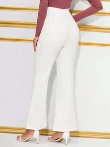 SHEIN BAE High Waist Flare Leg Trousers - White - View 2