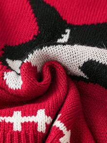 SHEIN Unity 大碼兔子圖案毛衣背心 - 酒紅色 - 查看 3