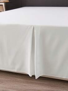 1pc Brushed White 100% Polyester 5-Pleat Bed Skirt Set, Can Be Used To Cover Bed Bottom Clutter - White - View 8