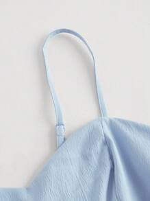 SHEIN MOD Solid Shirred Back Cami Dress Without Blouse - Blue - View 4
