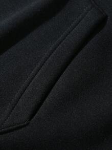 Nam Plus Khẩu hiệu & Hình ảnh Túi kangaroo Dây rút Áo hoodie ấm áp - màu đen - Xem 5