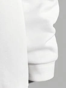 EURMUSE Men Slogan Graphic Drawstring Hoodie - White - View 3