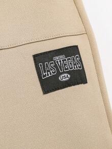 SHEIN Baby Boy Color Blocked Drop Shoulder Decor Zipper Detail Long Sleeve Top With Drawstring Cuffed Joggers Set - Khaki - View 6