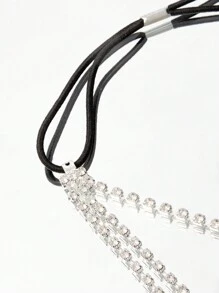 SHEIN BAE Cadena para cuerpo tachonado de cristal con diseño de gota de agua de moda - Plateado - Ver 4